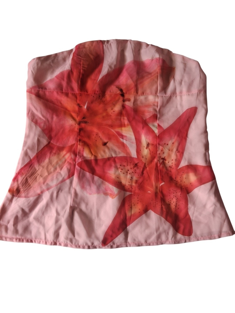 Women’s Pink Floral Strapless Blouse